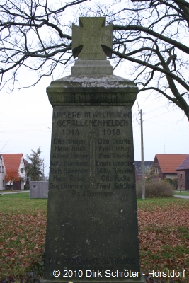 Das Kriegerdenkmal in Goltewitz mit den Namen der Gefallenen des Ersten Weltkrieges